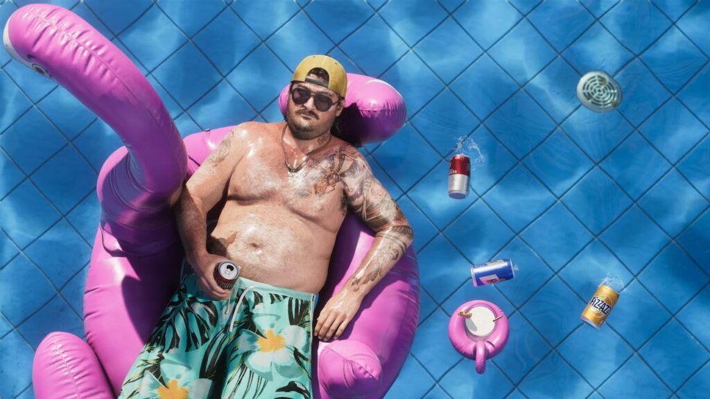 Cal Hampton sur une bouée dans une piscine — capture officielle GTA VI
