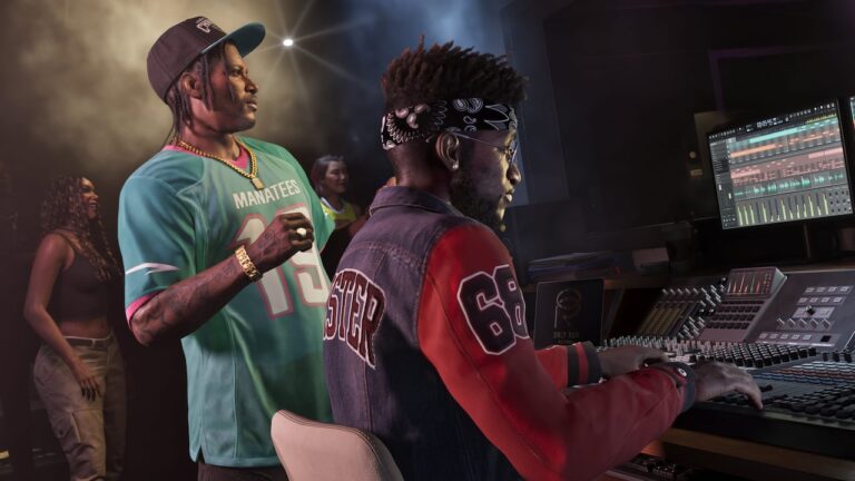 Dre’Quan Priest dans un studio d’enregistrement — capture officielle GTA VI