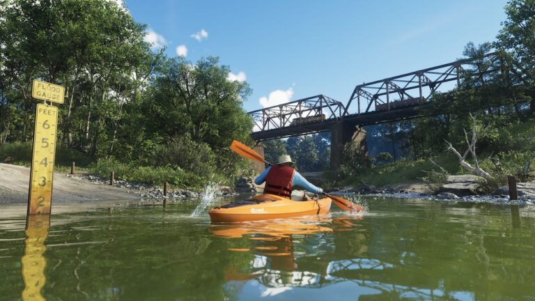 Kayak sous un pont du parc national de Mount Kalaga — capture officielle GTA VI