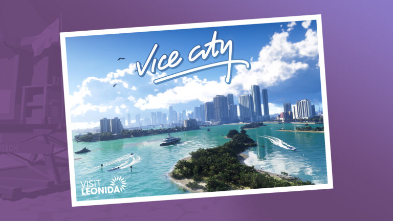 Carte postale officielle de Vice City — Rockstar Games.